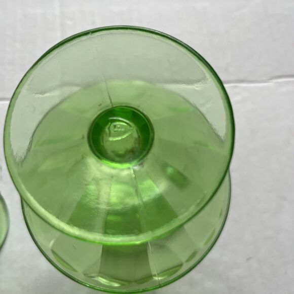 Federal Green Glass 1930'S URANIUM 4 Lot DEPRESSION Footed Sherbet Dessert READ - Picture 6 of 9